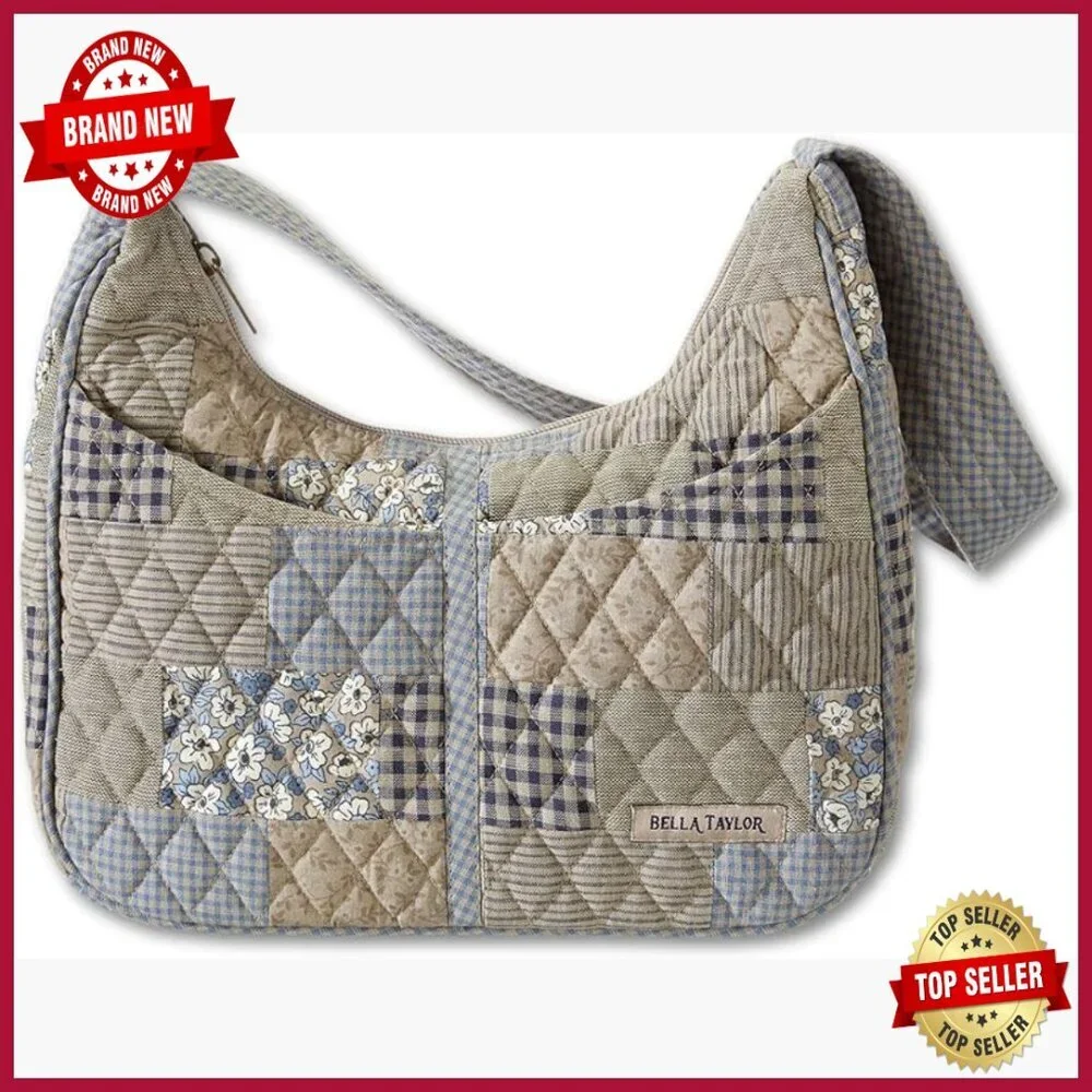 Lightweight Quilted Hobo Shoulder Bag with Multiple Pockets